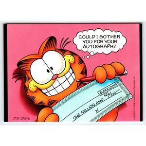 Garfield Cat Postcard Bother You For Autograph Jim Davis Comic Orange Tabby 1978